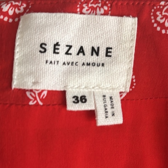 SEZANE Red White Floral Wrap Skirt Mini Size 36 S 4 Concert Party Date Vacation‎ - Picture 5 of 8